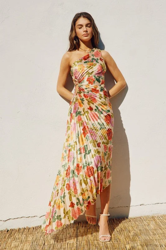 Gift of Love Asymmetrical Pleated Maxi Dress Fashionable Chiffon Tiered Maxi Dress