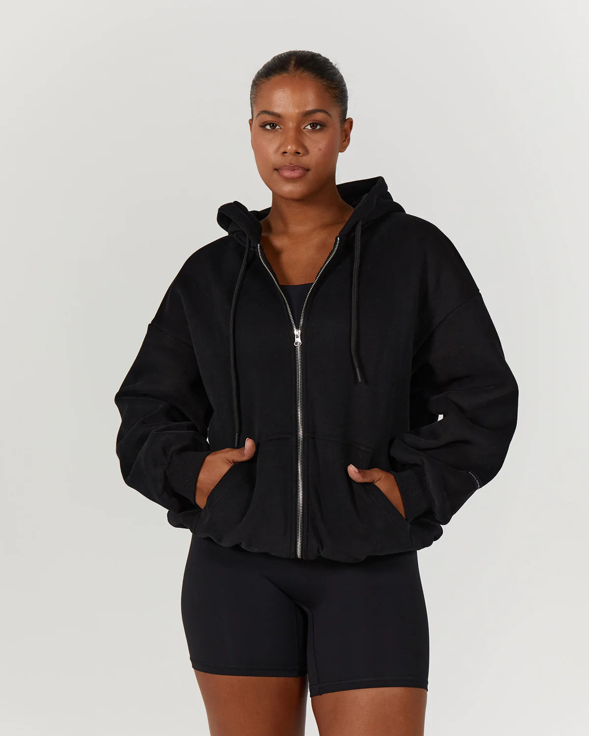 Muscle Republic | Oversized Zip Up Hoodie - Black Hoodie with Turtle Neck Cozy Winter